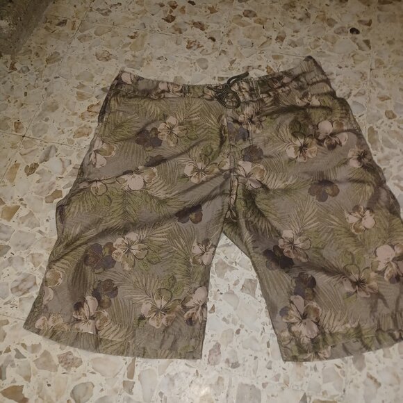Arizona Men's Swim Shorts SZ30 Tan & Green Tropical Print - Picture 1 of 4